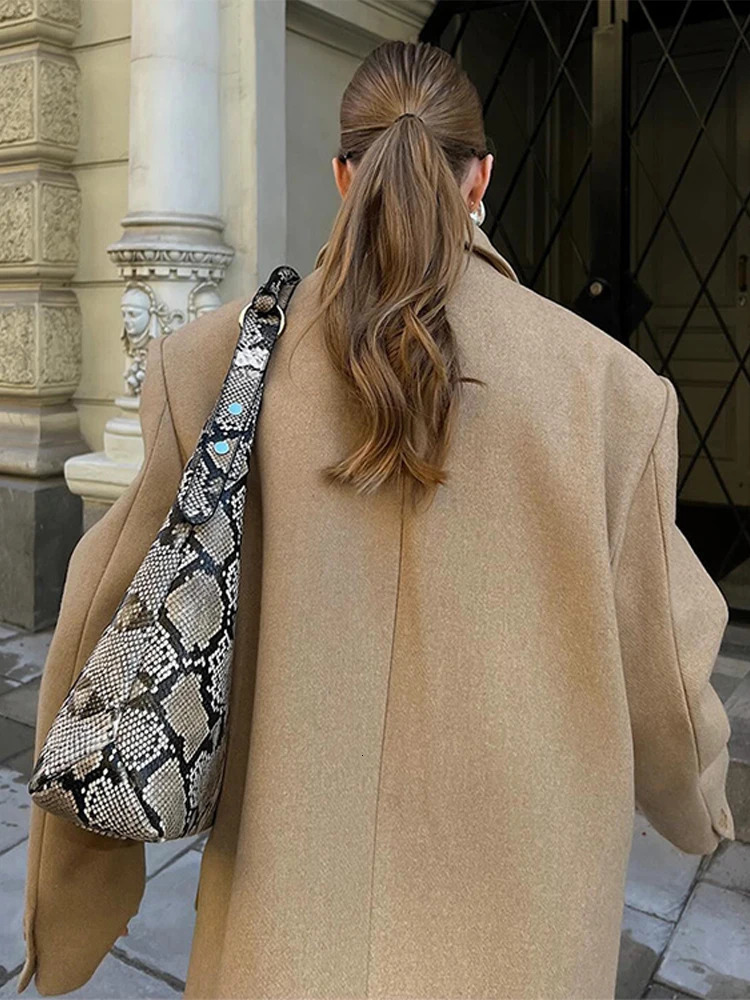 Retro single chest thick long jacket for womens casual loose solid seam pocket wool Maxi jacket for womens winter fashion street jacket 241204