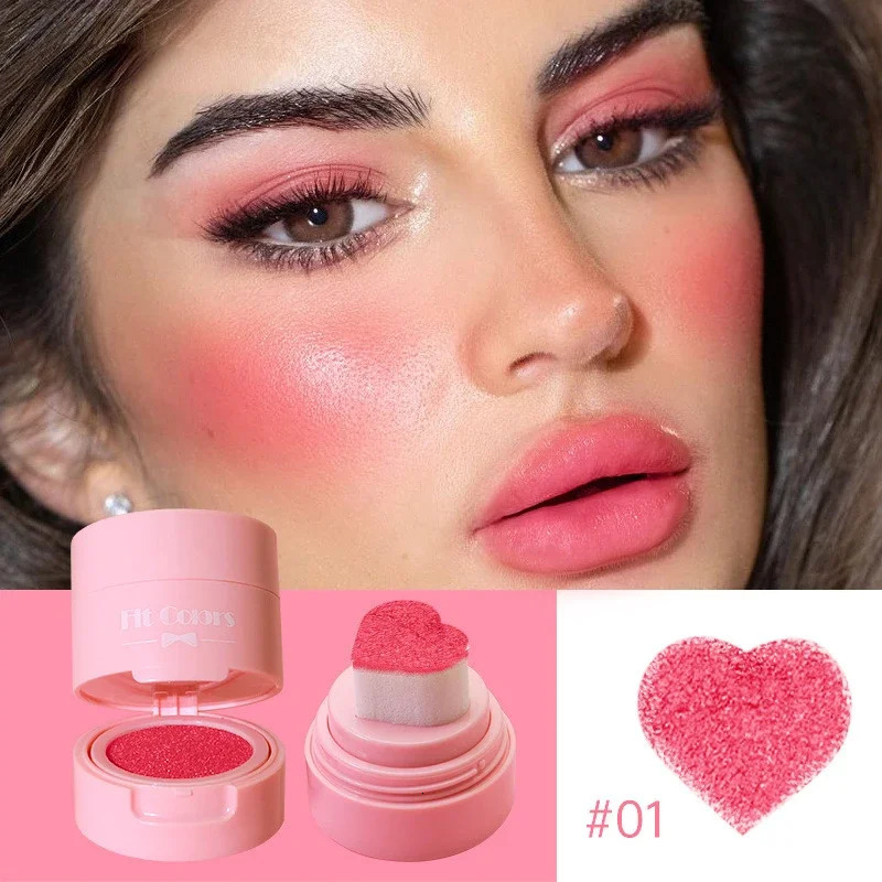 Heart Blush Stick Sponge Stamp Facial Blush Waterproof Brightening Face Contouring Shadow Blusher Tint Cheek Korean Cosmetics 241209
