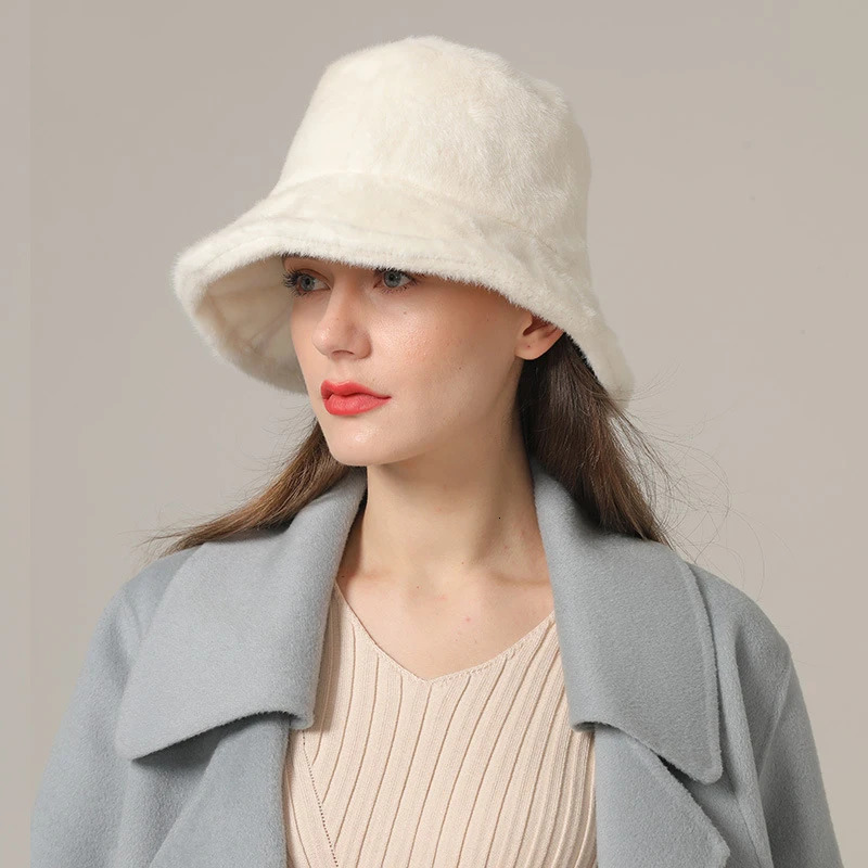 Home>Products>Fashion Rabbit Fur Bucket Hat>Womens Solid Color Fishermans Hat>Winter Womens Fishing Hat>Warm Panama Hat 241205