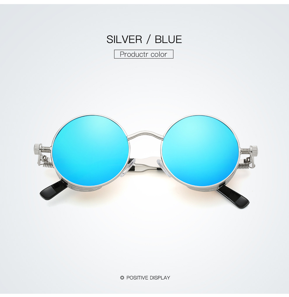 Fashion women's round frame metal full frame round frame glasses punk style personality glasses suitable for travelling to take pictures
