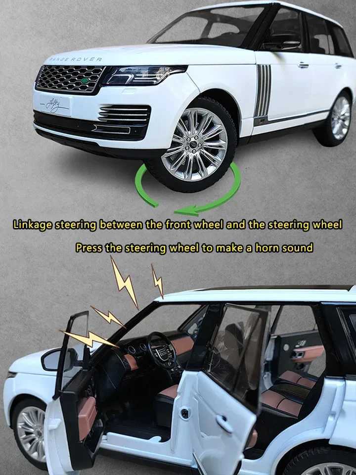 1 18 Simulated Large Range Rover Alloy Car Model Sound and Light Pullback Toy Car Boy Series Decorative Gift X241209