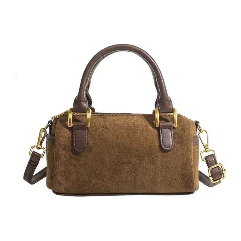 New Autumn And Winter Handbag, Retro Suede Versatile, Single Shoulder Diagonal Cross Small Pillow, Boston Bag, Fashionable Quality, Classic B2