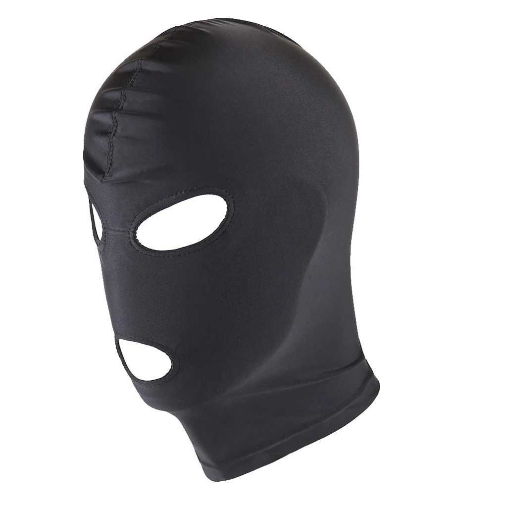 3pcsUnisex Breathable Black Full Face Cover Spandex Zentai Costume Mask Hoods black cool man woman face maskXJ241209