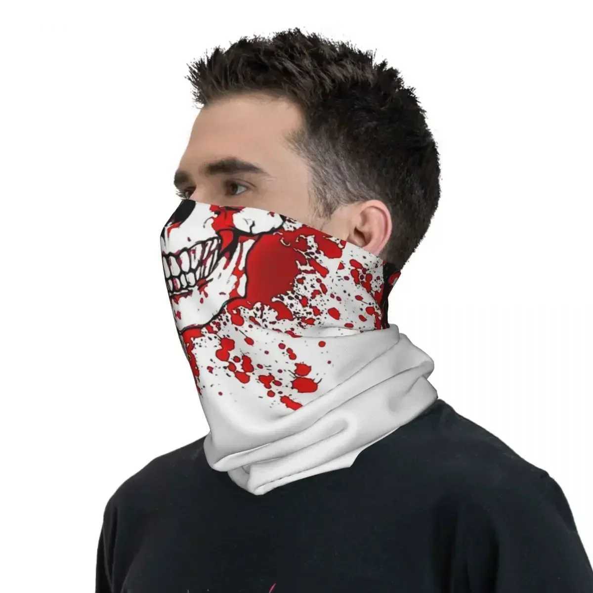 3pcsSkull With Red Blood Stains Bandana Neck Gaiter Printed Mask Scarf Multifunction Headwear Riding For Men Women Adult WindproofXJ241209