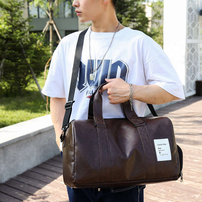 Leisure fitness large capacity outdoor handbag, diagonal cross PU travel yoga bag, men's shoulder bag