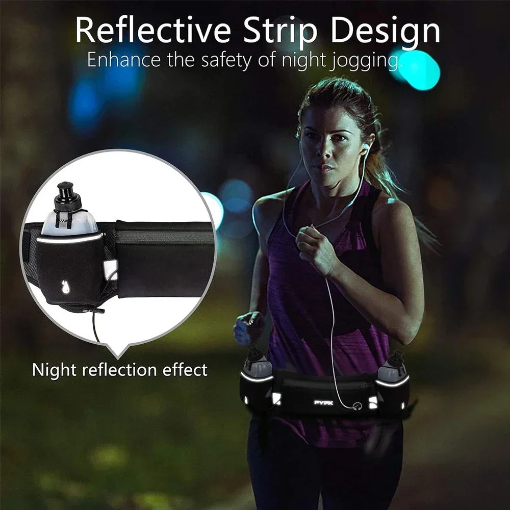 Running Belt Waist Pack with Water Bottles Water Resistant Runners Belt Fanny Pack for Hiking Fitness Adjustable Running Pouch 241209