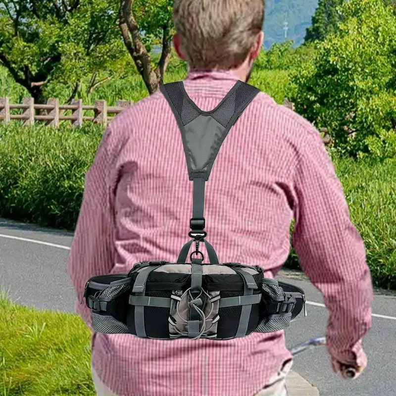 Adjustable Strap Outdoor Waist Bag With 2 Water Bottle Holders Hiking Waist Pack Waterproof Cycling Backpack Sport Storage Bag 241209