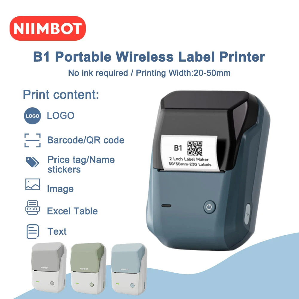 NIIMBOT B1 label manufacturer portable handheld thermal printer mini barcode QR code sticker 20-50mm paper roll manufacturer cable label 241206