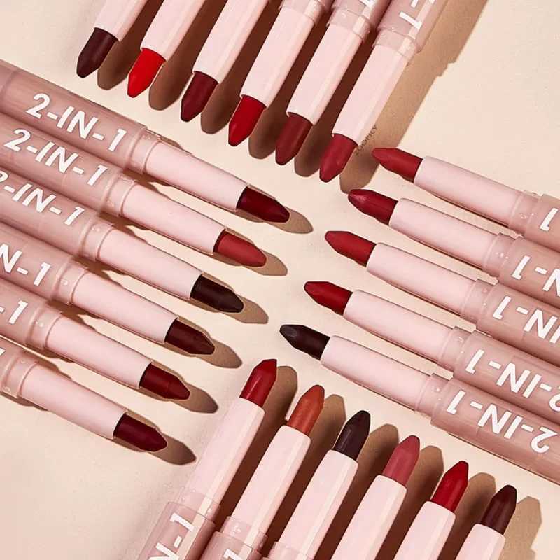 Silk Smooth Multicolor Double Head Lipliner Non Fading Matt European and American Lipstick Cosmetic Charming Red Brown Lip GlossXJ241209