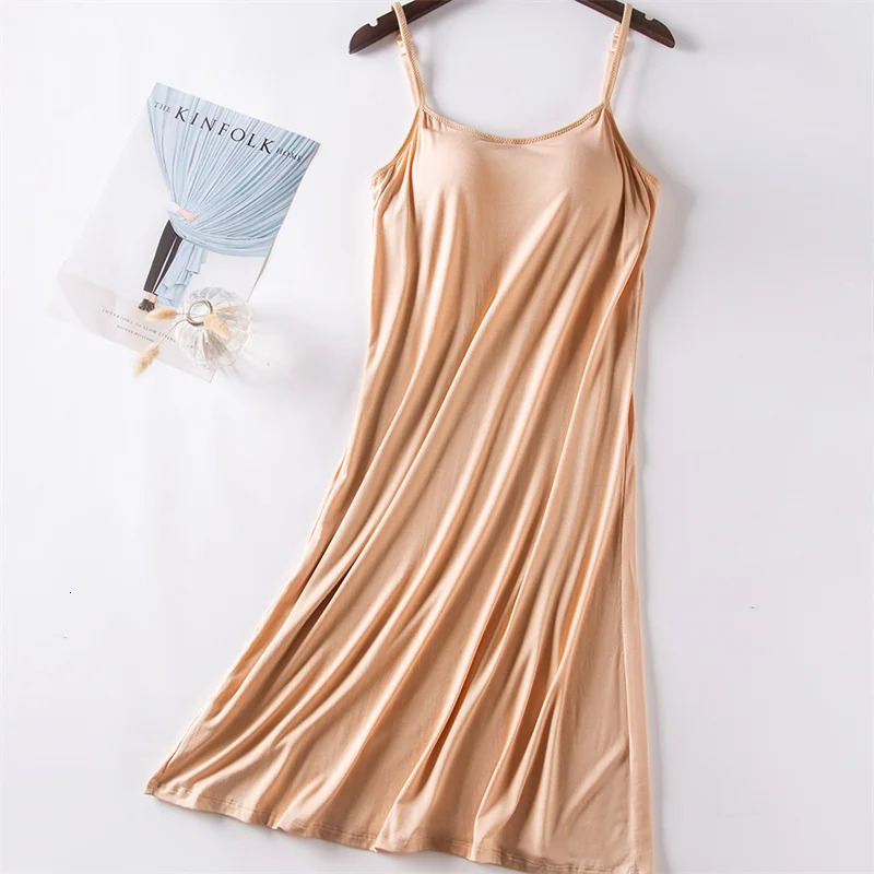Comfort Soft Nightwear For Women Chest Pad Sexy Sleepwear Night Dress Modal Cotton Summer Nightgowns Female Sling Nightdress 241209