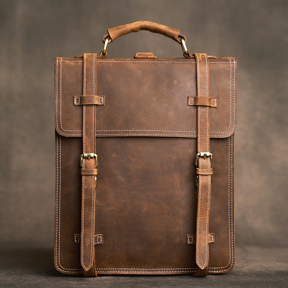 Genuine Backpack Multifunctional Shoulder Tote Convertible Form Of Crossbody Casual Leather Men's Bag