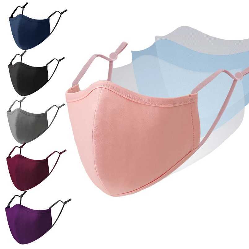 3pcsCotton Solid Color Mask Pink Black Reusable Mouth Face Mask Anti Dust Unisex Windproof Mouth Mask Fabric Filter Masks WashableXJ241209