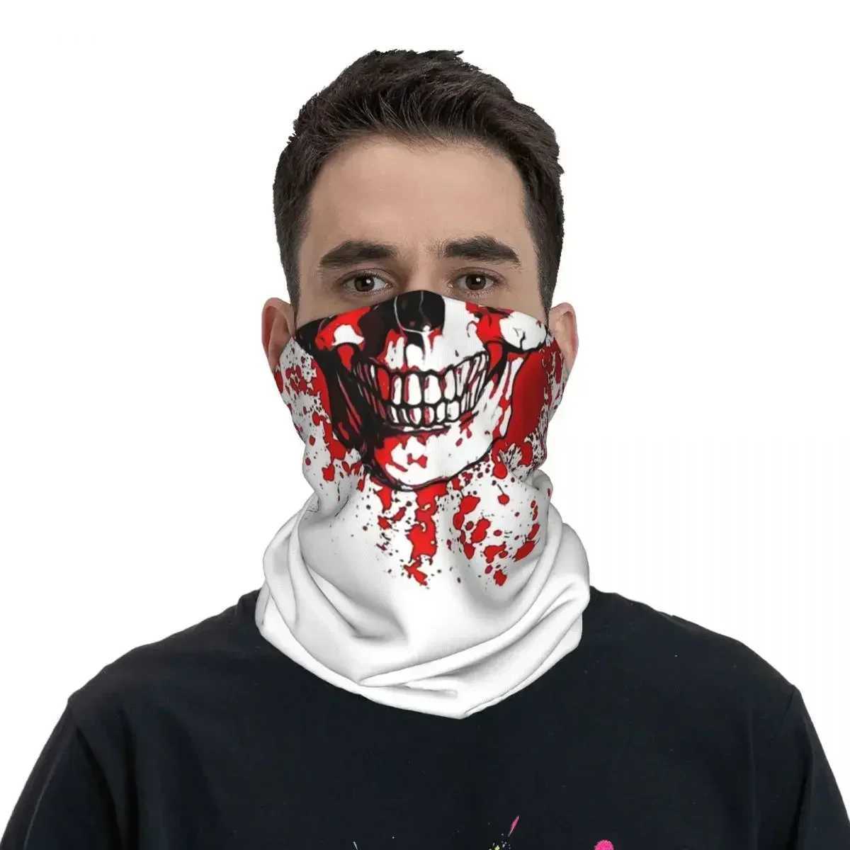 3pcsSkull With Red Blood Stains Bandana Neck Gaiter Printed Mask Scarf Multifunction Headwear Riding For Men Women Adult WindproofXJ241209