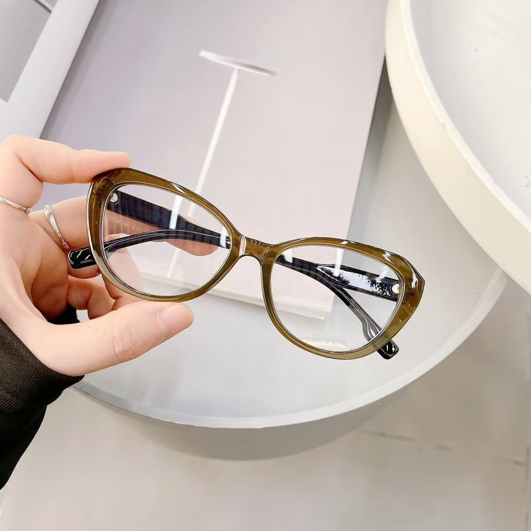 Fashion women's cat eye design frame full rim glasses personalised plastic personalised glasses leg design glasses for travelling for photos
