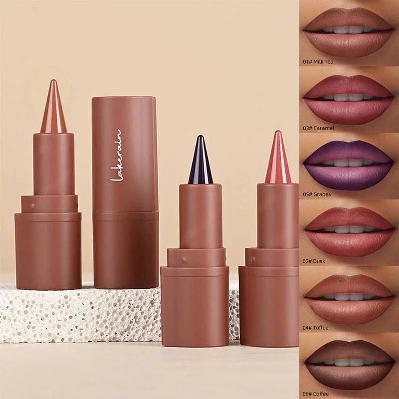 2 In 1 Lip Liner LipstickTapered Sharp End Long-Lasting Waterproof LiplinerMatte Brown Velvet Lip Combo Pencil CosmeticsXJ241209