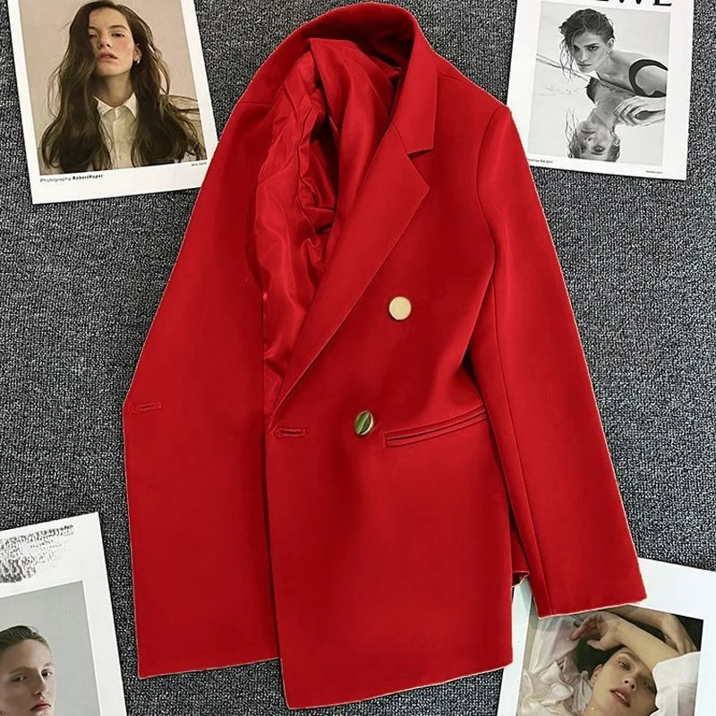 Womens Suit Coat Elegant Sports Casual Blazer Korean Fashion Jacket Autumn Solid Color Office Ladies Clothing Basic 241209