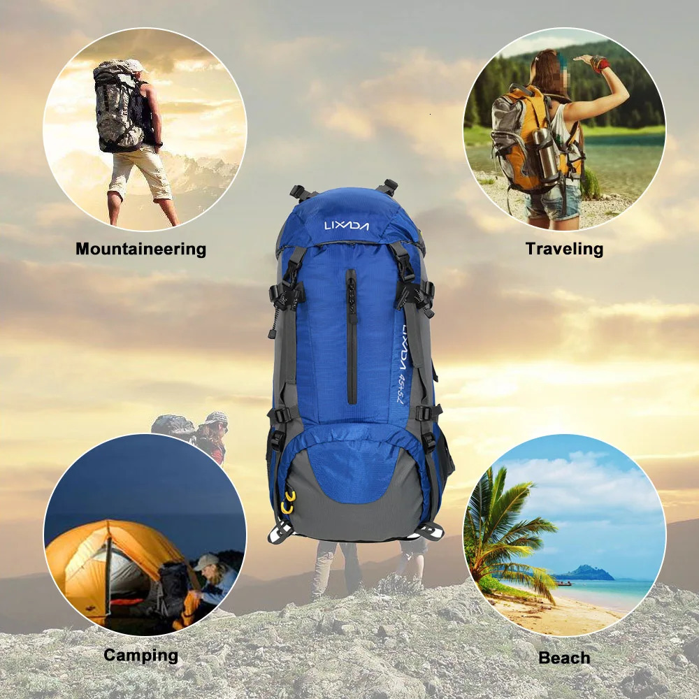 Lixada 50L Sport Bag Backpack Outdoor Climbing Knapsack Waterproof Mountaineering Hiking Backpacks Molle Camping Bag 6 Color 241209