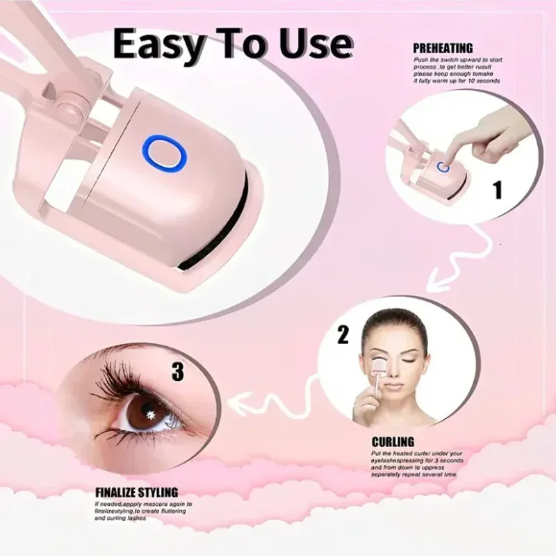 Electric Eyelash Curler USB Charging Model Fast Heating Portable Eye Lash Perm Shaping and Lasting Curling Thermal Eyelash Clip 241209
