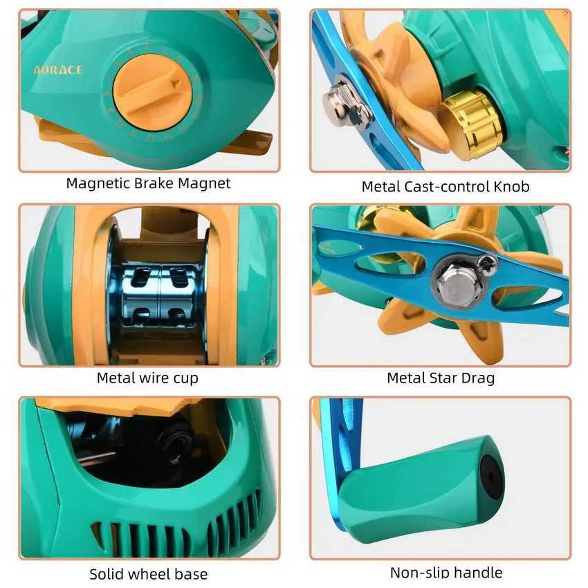 Baitcasting Fishing Reels Gear Ratio 7.2 1 High Speed Fishing Reel ft Right Hand Brake Syst 8kg Drag Wheel Bait Casting ReelXJ241209