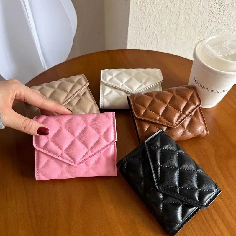 Free Shipping Wallets Large Capacity Multi-card Slot Portable Card Holder Bag Short Fashion Rhombus PU Wallet Purse For Women Designer Bag Luxury Bag 