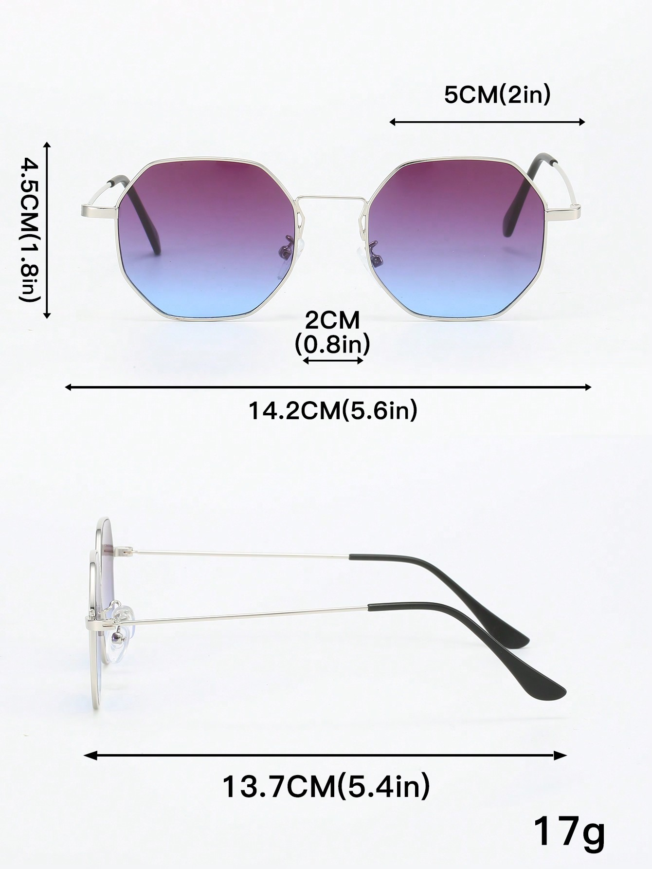 Fashion Women's Polygonal Frame Metal Glasses Vintage Simple Eyeglasses Design Eyewear for Travelling and Taking Pictures