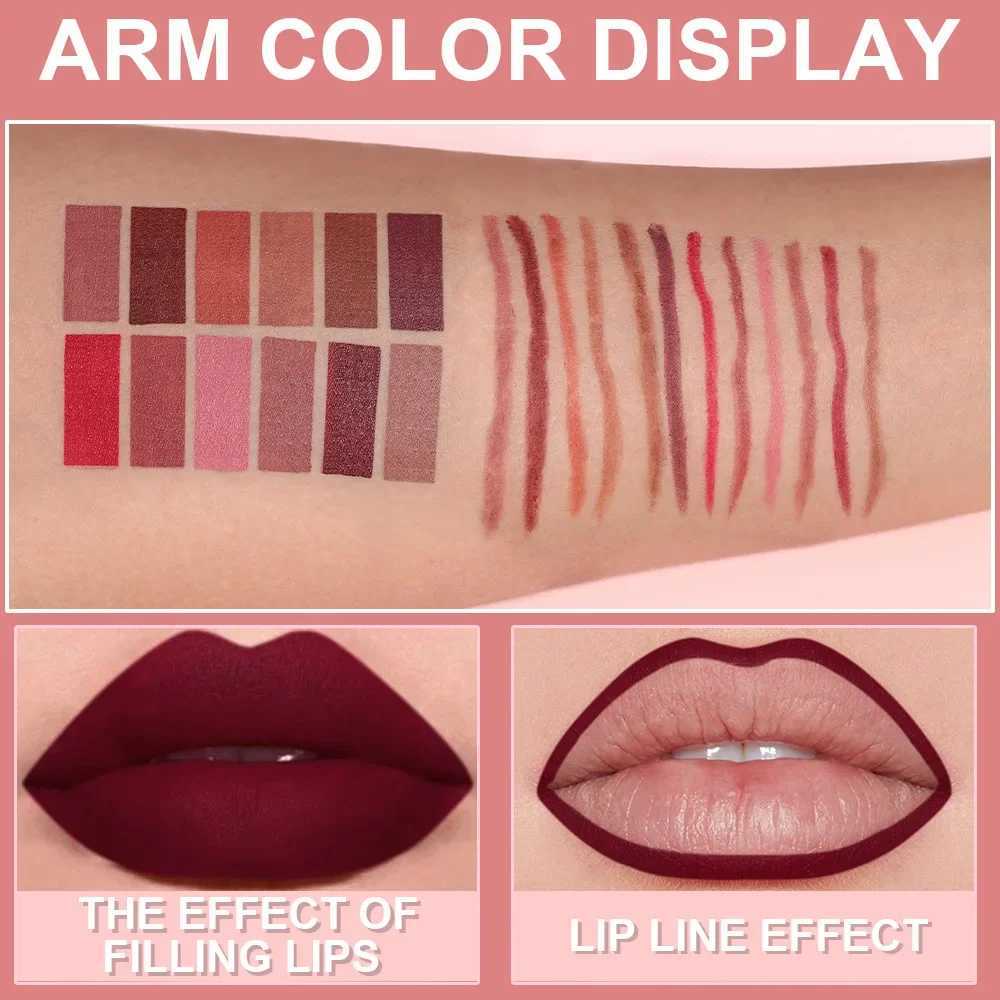 DUNUF New 6 Color Lipstick Lip Liner Set Velvet Matte Lip Pencil Waterproof Natural Outline Lip Contour Line Makeup Lipliner PenXJ241209