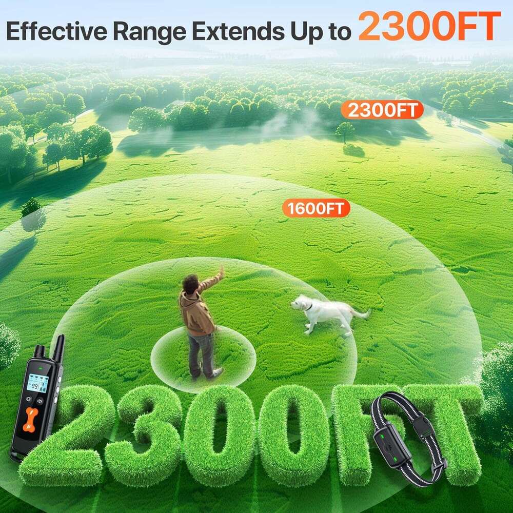 Collar, Dog Remote Control, Electric 4 Training Modes, IP68 Waterproof Rechargeable e Collar for Large Medium Dogs with Beep Shock and Security Lock
