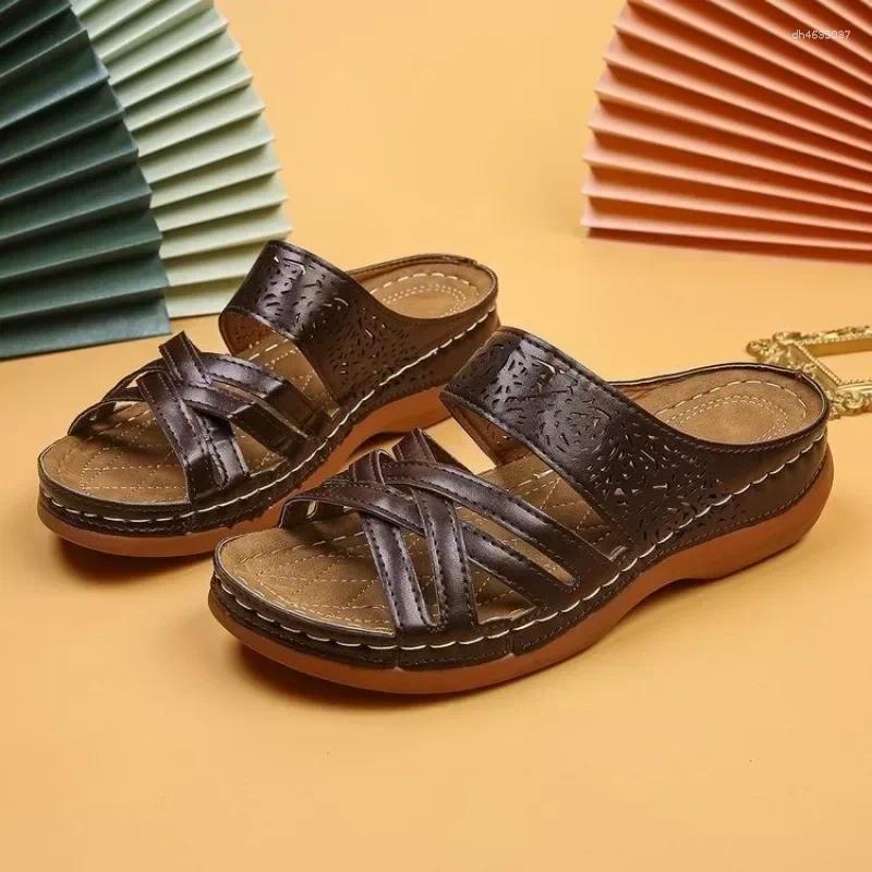 Sandals Women Summer Shoes Elegant Low Heels Slippers atos Mujer Wedge Heeled Female zhanyishengli