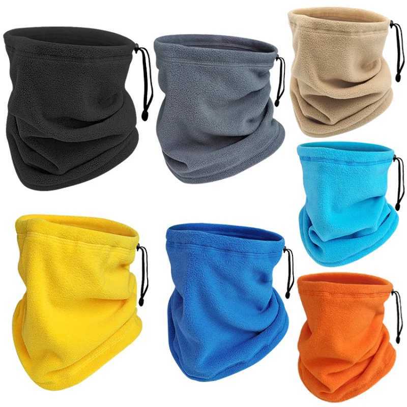3pcsPolar Fleece Solid Color Drawstring Keep Warm Men Scarf Autumn Winter Outdoor Ride Unisex Neckerchief Face MaskXJ241209