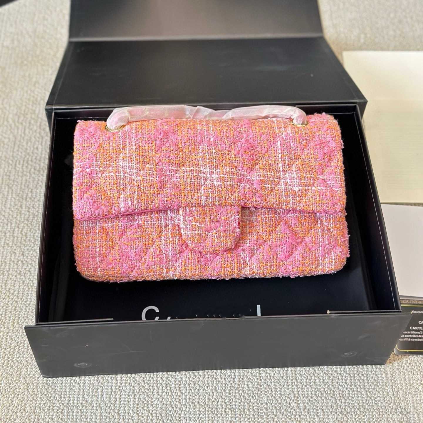 Designer bag Tweed Double Flap Bag Fashion Classic Flap Chain Shoulder bag Square Gold Metal Hardware Matelasse Crossbody bag Quilted Purse Luxury Handbag 26cm