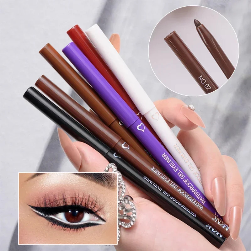 Waterproof Eyeliner Gel Pencil Blue Brown Eyeliner Smooth Soft Easy Wearing Matte Concealer Pen Lasting Eyes Makeup Cosmetic 241209