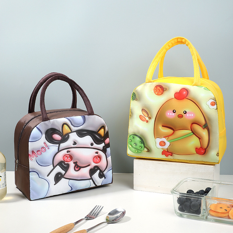 2025 new 3D cartoon cute box Oxford cloth insulation office worker lunch student carry meal bento bag zhanyishengli