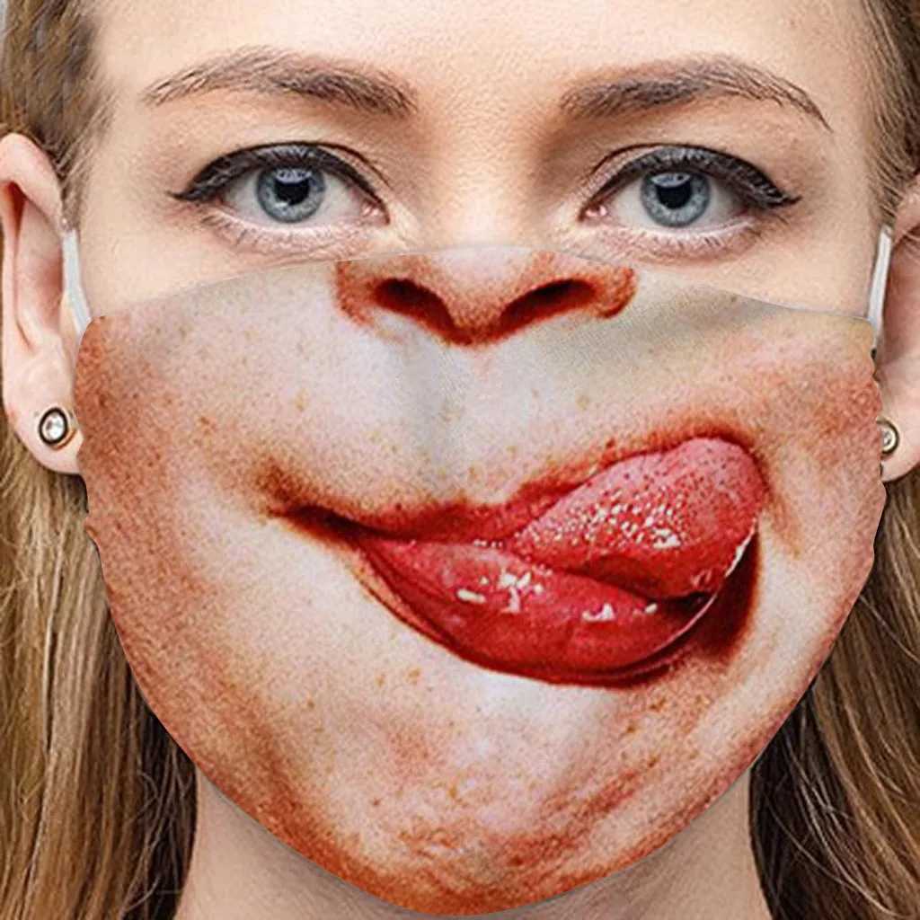 3pcsNEW Adult Men Women Face Mask Funny Pattern Cotton Mouth Masks Outdoor Masque Lavable Mask for Face Halloween CosplayXJ241209