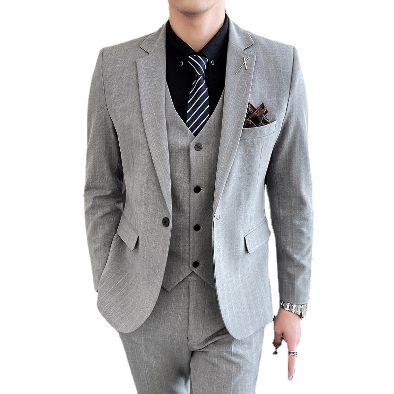 H340 Men's suit Korean style slim fit casual striped small suit business