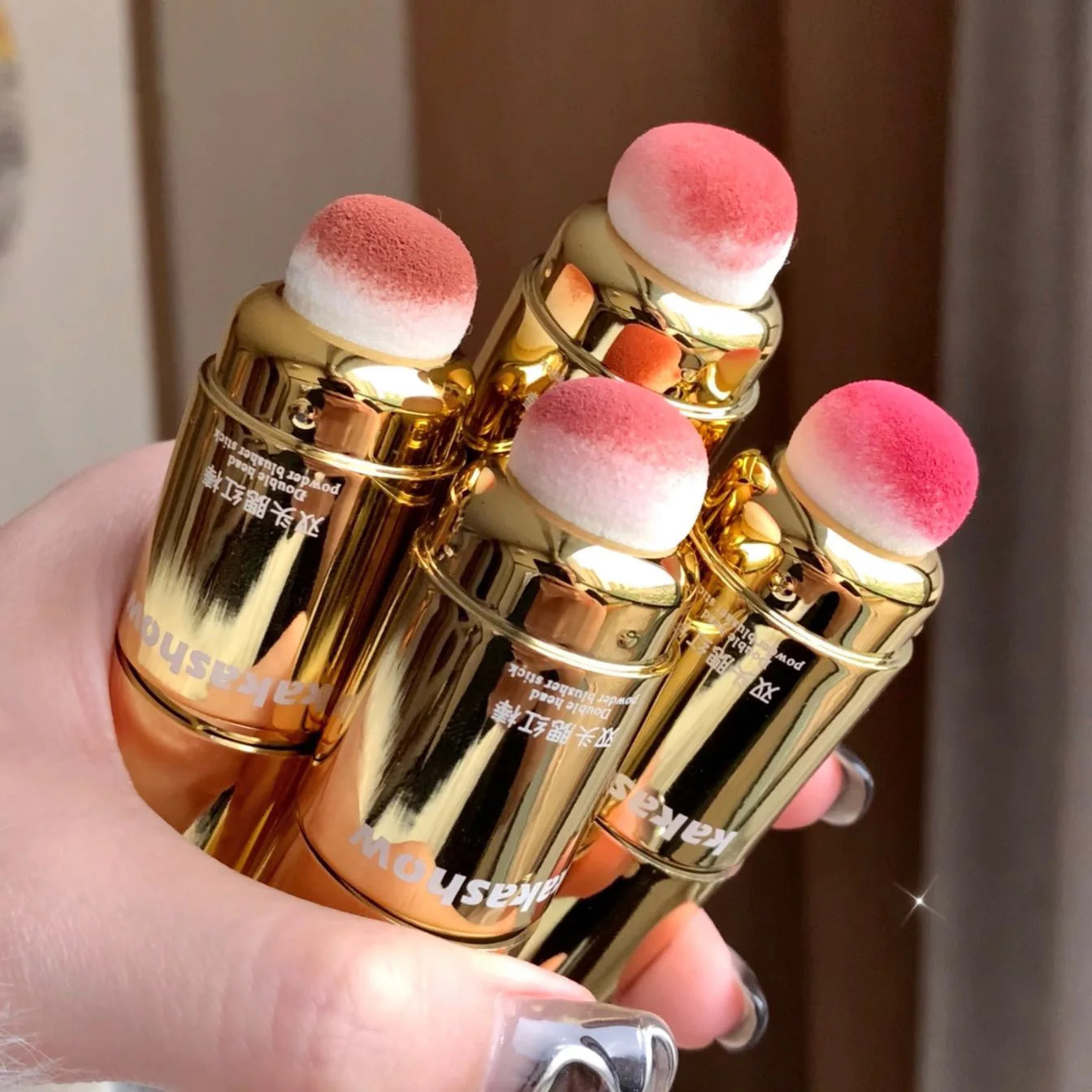 Double-ended Blush Stick Sponge Soft Face Brightening Low Saturated Blusher Cream Peach Pink Cheek Tint Korean Makeup Cosmetics 241209