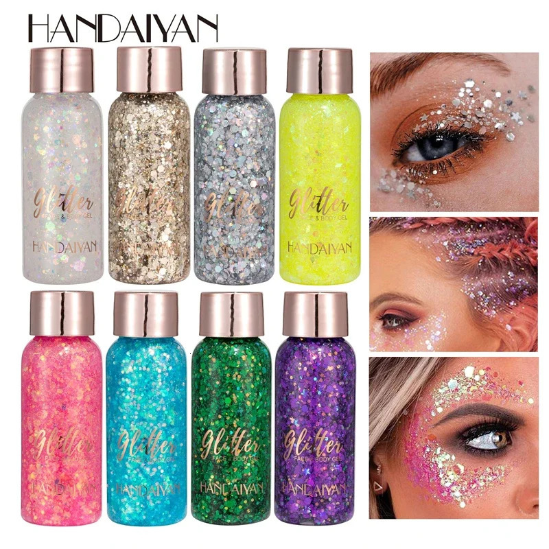 With Smear Spoon Multifunctional Eye Glitter Nail Hair Body Face Glitter Gel Art Flash Loose Sequins Cream Festival Glitter Deco 241209