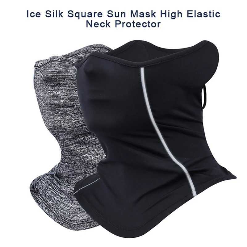 3pcsReflective Nigh Riding Half Face Mask Summer Ice Silk Sunscreen Dust-proof Neck Collar Scarf Sports Bandana Men WomenXJ241209