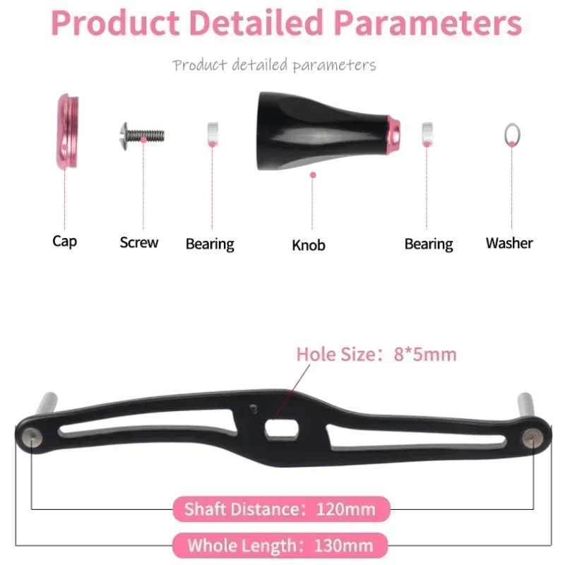 New fishing reel hand Alloy Aluminum doub rocker ngth 130mm 7*4/8*5mm ho suit Dai/Shi/Ab reel hand DIY accoryXJ241209