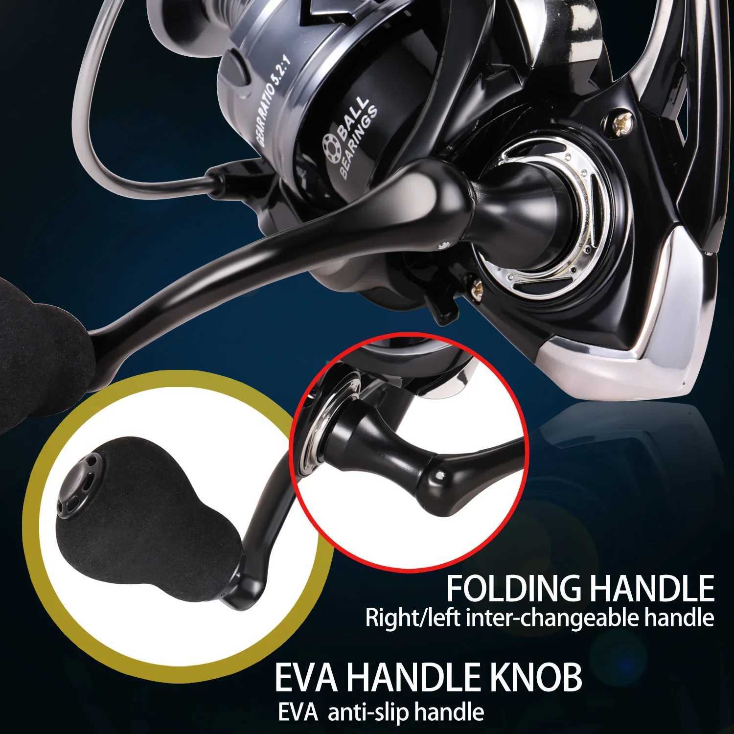 Sougayilang Spinning Fishing Reel 5.2 1 Gear Ratio Aluminum Spool with EVA Hand Max Drag 8kg for Carp Fishing Bass FishingXJ241209