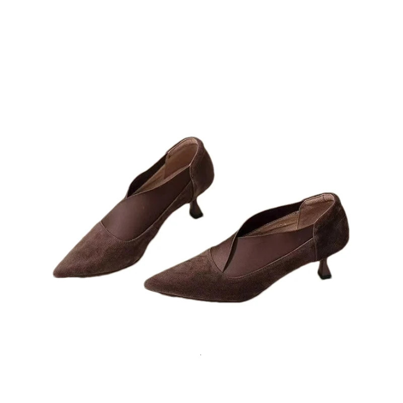 Women Pointed Toe High Heels Shoes Suede Stilettos Shoes Autumn Winter 2025 Elegant Party Shoes Dress Pumps Botas Mujer 241209