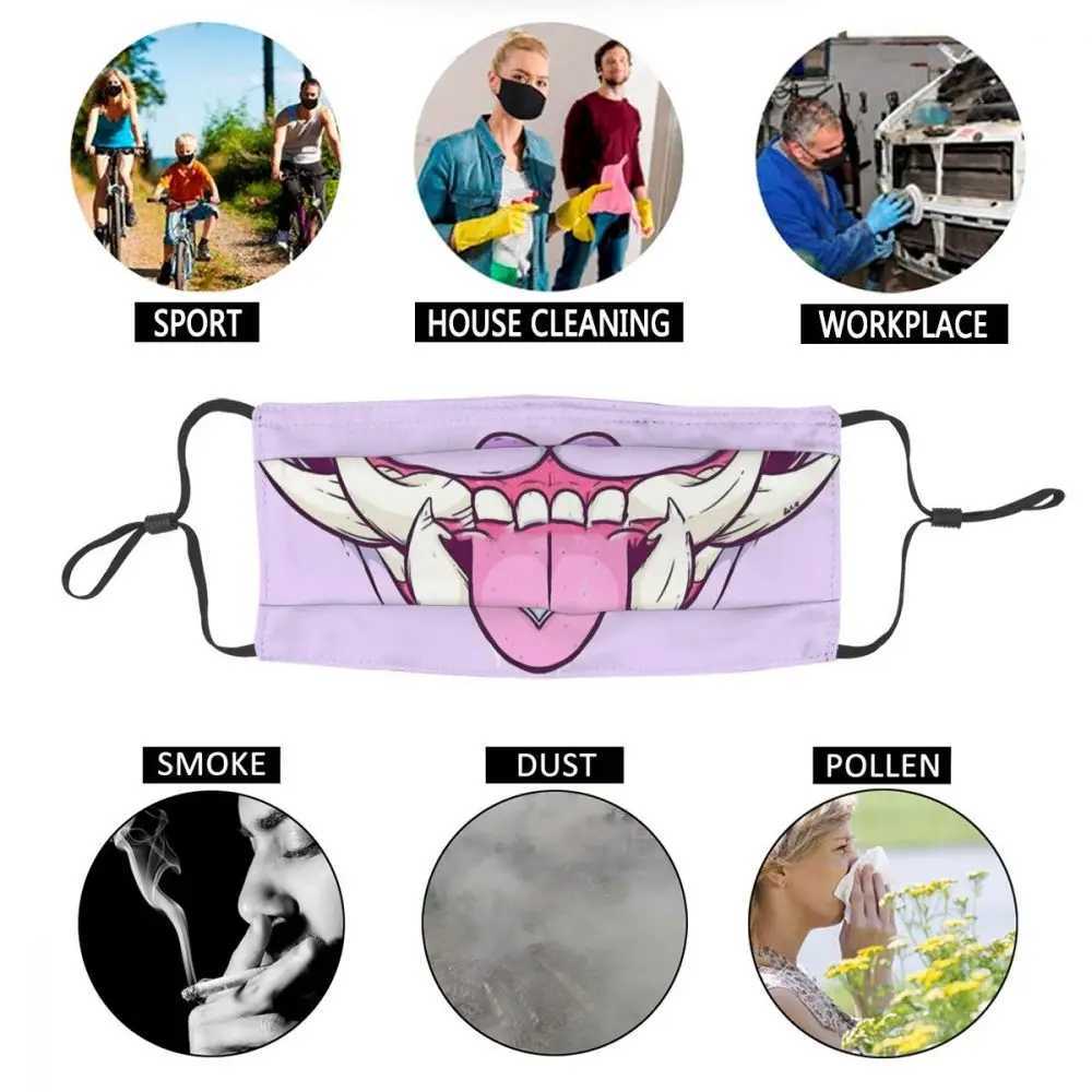 3pcsVaporwave Aesthetic Visual Art Style Internet Meme Retro Cloth Mask Sweet Tooth Oni Berry Unique Fashion Mascarilla For AdultXJ241209
