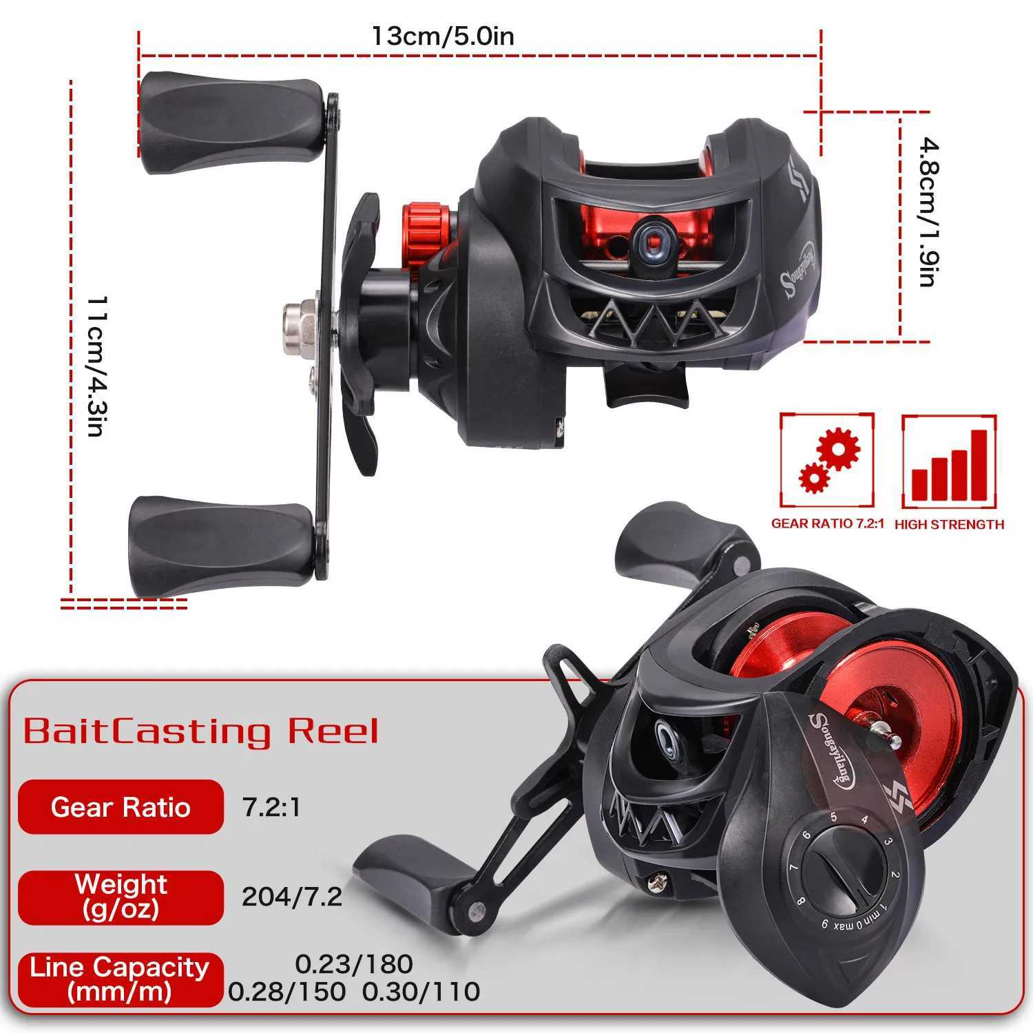 Sougayilang New Baitcasting Fishing Reel 7.2 1 High Speed Gear Ratio Max Drag 8kg Casting Reel for Trout Pike Bass Fishing PescaXJ241209