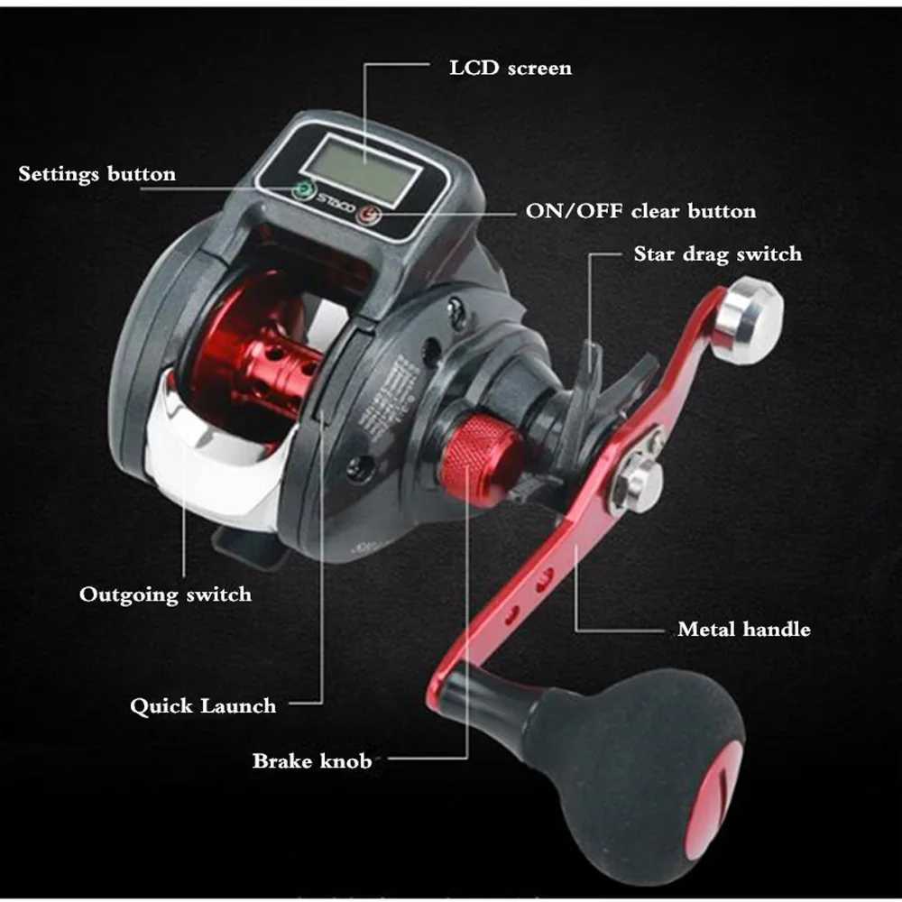 ft/Right Hand Baitcasting Fishing Reel With Line Counter 16+1 Bearings Baitcaster Reel with Digital Display Baitcasts WheelXJ241209
