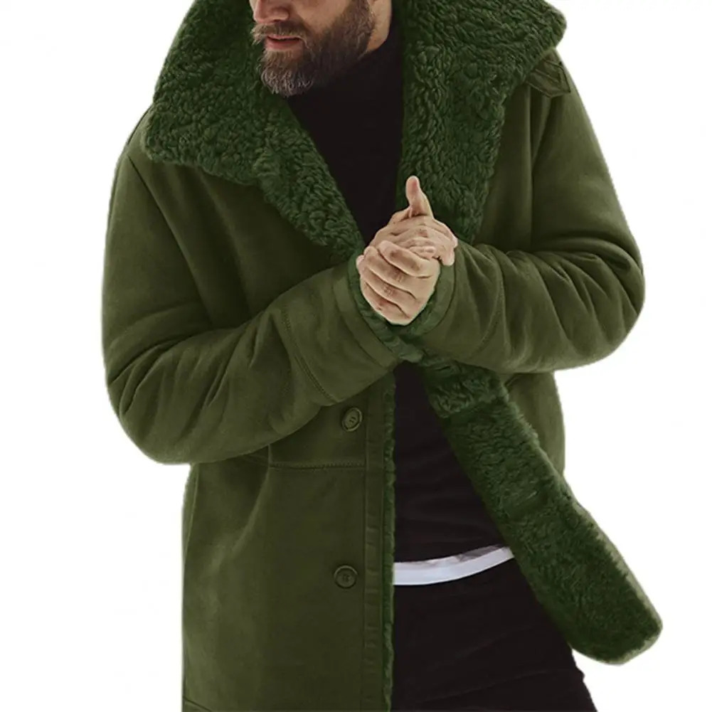 Mens windproof coat mens with a mid length thick fur lining casual jacket winter velvet womens 241209