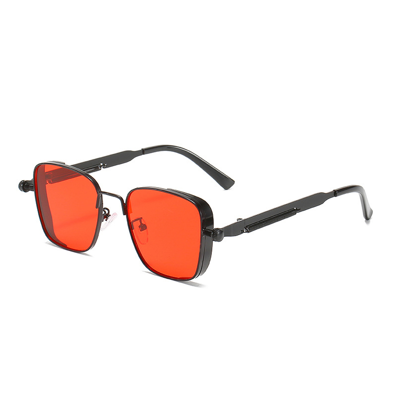 Fashion women's square frame full frame punk style glasses personalised metal spring leg decorative glasses suitable for travelling photos