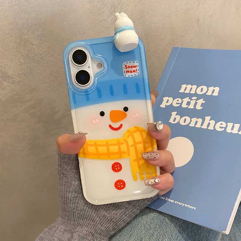 New Arrival Cute girl Christmas gift snowman doll phone case iPhone 16 Pro Max 15 14 13 soft silicone back cover Z241209