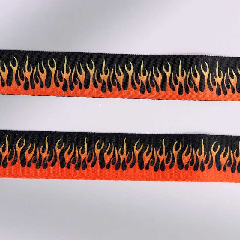 Hip Hop Fashion Mens Canvas Strap Personalized Casual Flame Strap Designer Strap Denim Strap Punk X2412091