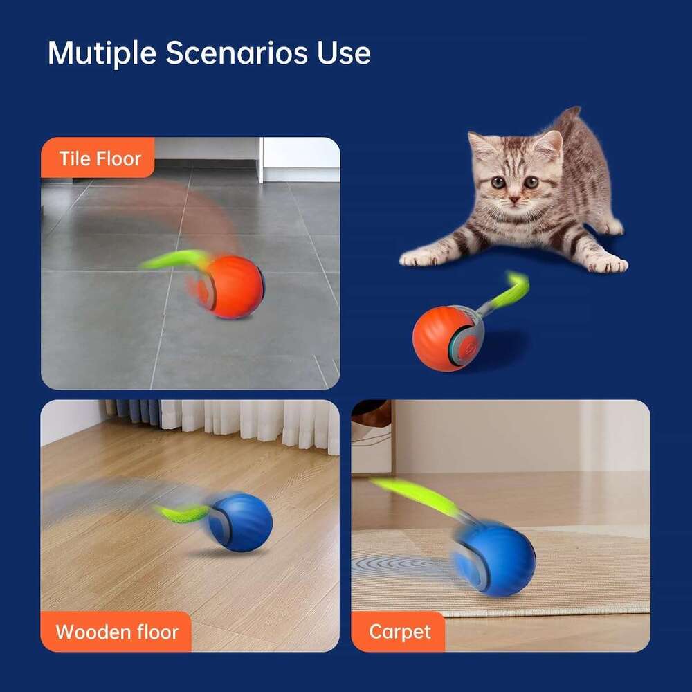 JCY JCY Runsgo Speedy 2.0,Interactive Toy Balls for Indoor Cats Dogs,Speedy Toy,USB Rechargeable Smart Cat Toys Ball, Two Speed Adjustment, with Repla
