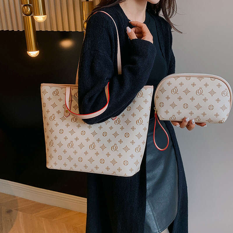 High end, light luxury, large women's fashionable and classic letter printed tote bag, designed with contrasting colors, shoulder bag