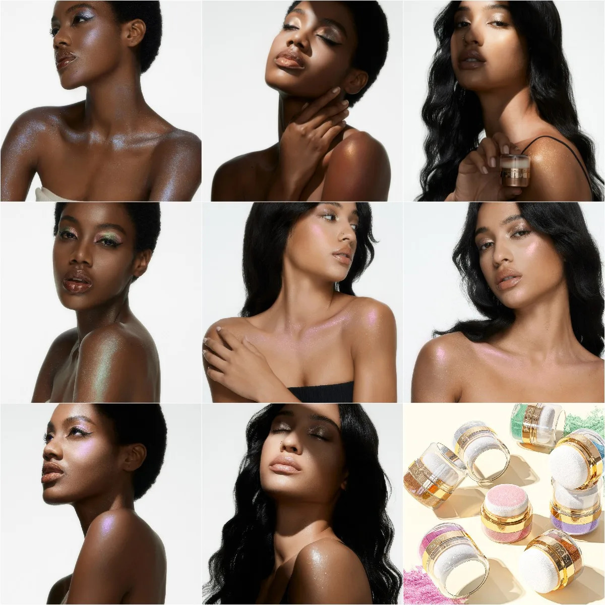 FOCALLURE Diamond Body Glitter Highlighter Powder Shimmer Bronzer Face Contour Sparkle Blusher Loose Powder Makeup Cosmetics 241209